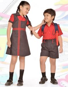 Nouvel ensemble uniforme scolaire unisexe pour enfants avec logo brodé personnalisé, uniforme de classe en coton rouge - Product Image 4