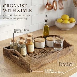 Style de design élégant, design artisanal avec motif floral sculpté au centre, surface en bois polie et lisse, lot de 3 - Product Image 3