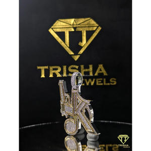 Custom <b>Initial</b> <b>Pendant</b> 925 Sterling <b>Silver</b> with Moissanite Diamond Premium Hip Hop Bling by Trisha Jewels - Product Image 3