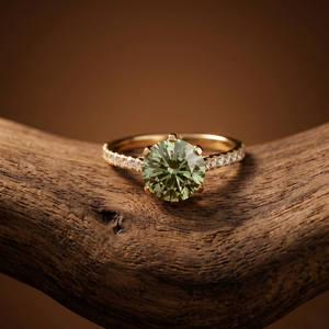 Anillo de Diamantes Cultivados en Laboratorio, Corte Redondo, 2 Quilates, Color Verde Fantasía, Certificado IGI, con Banda Pavé, para Compromiso, Boda o Aniversario, Regalo para Mujer - Product Image 1