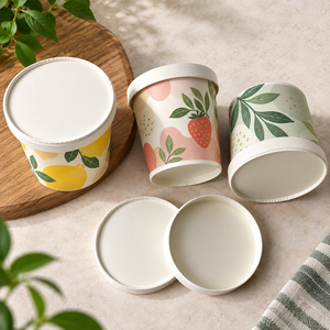 Vasos para Helado de 500 ml, Ecológicos, Biodegradables, Hechos con Materiales Reciclados, Papel de Grado Alimenticio, Impresión Offset de Pared Simple, Desechables - Product Image 6