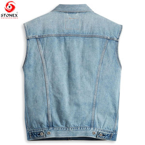 Gilet en jean personnalisé pour femme, sans manches, bleu, décontracté, tendance, fabricant de vêtements à marque privée, services OEM - Product Image 2