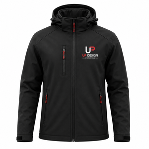 Veste Softshell Noire Personnalisée avec Capuche, Imperméable, Coupe-Vent, Doublure Polaire, Vêtement de Travail d'Extérieur, Manteau Tactique, Personnalisation du Logo - Product Image 1