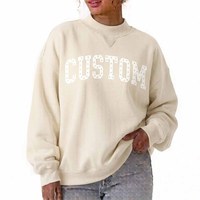 Pull-over Femme Hiver à Pois Broderie Personnalisée Lettres Col Rond Épaules Tombantes Oversize en Spandex/Coton – Meilleure Vente