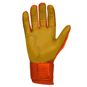 Trending <b>Baseball</b> Batting <b>Gloves</b> Long Cuff Custom Logo Orange Navy Batting <b>Gloves</b> Leather Professional Softball Hitters <b>Gloves</b> - Product Image 4