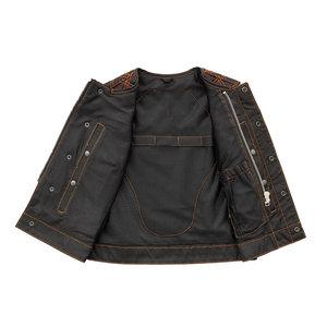 Chaleco de Cuero Genuino para Mujer, Negro, Casual, Sin Mangas, Cuello en V, Corte Ajustado, Estilo Vintage, Chaleco Biker, Prenda Exterior de Moda para Dama, Superventas - Product Image 3