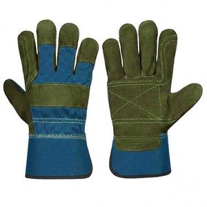 Guantes de Seguridad de Cuero Verde y Morado Antideslizantes Resistentes a la Abrasión con Puntas Reforzadas para Uso General con Puño Recto - Product Image 4