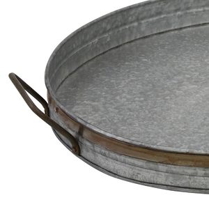 Bandeja Ovalada Galvanizada con Borde Oxidado y Asas Metálicas, Bandeja Decorativa Estilo Rústico para Cocina y Decoración del Hogar - Product Image 2