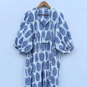 Beautiful floral Cotton Block Printed dress Dress For Casual wear Hand Block Printed Dress - Product Image 5