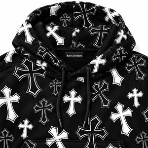 Sweat-shirt à capuche décontracté pour homme avec imprimé croix gothique, manches longues et cordon de serrage - Product Image 5