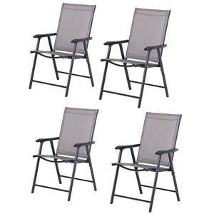 Set di 4 Sedie Pieghevoli da Patio con Rete Traspirante, Sedie da Giardino e Campeggio con Braccioli per Uso in Appartamento - Product Image 1