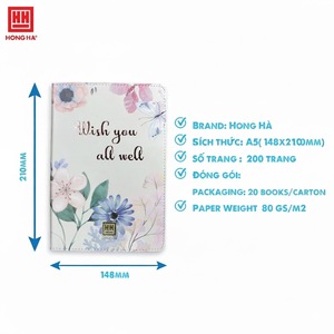 Carnet en cuir imprimé HONGHA Delus Light, 200 pages, couverture cousue, pages résistantes aux taches 80 g/m², impression numérique, pour le bureau - Product Image 1