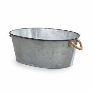 <b>Galvanized</b> Beverage <b>Tub</b> with Handles Metal Ice Bucket for Parties & Events Wine Beer Drink Cooler <b>Tub</b> Farmhouse Drink Bucket - Product Image 2