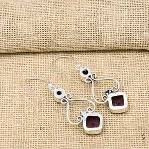 Bijoux en améthyste, boucles d'oreilles en argent sterling 925, fabrication artisanale, magnifiques bijoux spirituels, bague ajustable pour elle - Product Image 2