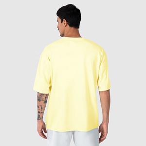 Camiseta de Verano de Lujo para Hombre, Talla Grande, Color Amarillo Sólido, Manga Corta, Algodón, Cuello Redondo, Estilo Casual, Ajuste Deportivo, Talla Grande - Product Image 2