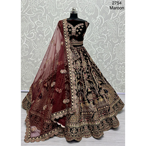Collections de velours de vêtements de mariée indiens pour la mariée avec le travail de Zarkhan par Fabzone - Product Image 3