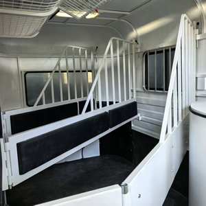 Remolque de Plataforma Semirremolque para 2 Caballos Estándar Australiano HERUI, Carga en Ángulo, Doble Eje, Frenos Eléctricos, 3T de Carga Útil, Remolques Altos - Product Image 5