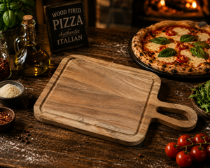Planche à découper en bois artisanale avec poignée, planche à découper en bois naturel, planche de service pour la cuisine, le restaurant et la maison - Product Image 1