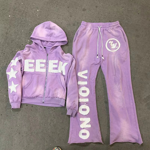 Chándal de invierno de diseño moderno, personalizado, lavado, con bordado desgastado, de felpa francesa, con hombros caídos, hecho de algodón, corte regular - Product Image 4