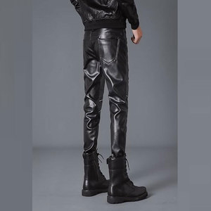 ขายกางเกงหนังสตรีทแวร์สั่งทำราคาส่ง พร้อมโลโก้แบบกำหนดเอง ดีไซน์ไม่ซ้ำใครสำหรับผู้ชาย - Product Image 5