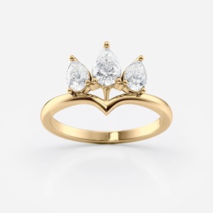 14k Gold Pear Cut Diamond Tiara <b>Ring</b> - Art Deco Crown <b>Stacking</b> <b>Ring</b> - Product Image 4