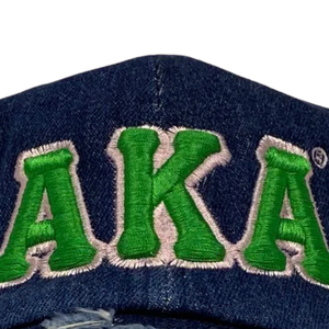 AKA Dark Denim Hat Green Embroidered Letter Baseball <b>Cap</b> Adjustable Washed Denim Headwear Casual Fashion <b>Vintage</b> Style <b>Cap</b> - Product Image 3