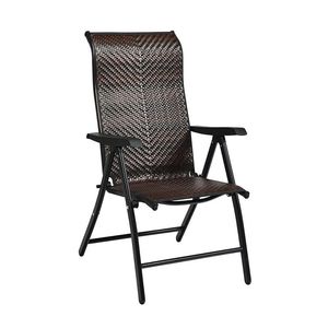 Sedia da Campeggio Pieghevole Portatile con Braccioli, Sedia da Giardino in Rattan - Product Image 2