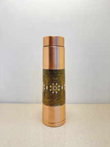 Premium <b>Brushed</b> Pure Copper Water <b>Bottle</b> Modern Design Band 100% Leak-Proof Eco-Friendly Home Health Drinkware Sports Flask - Product Image 5
