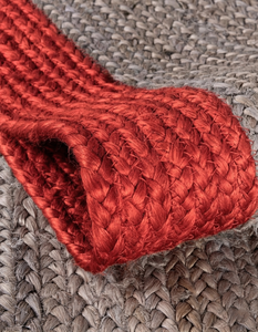 Alfombra ovalada de yute tejida a mano, yute natural con borde rojo, alfombra trenzada hecha a mano, alfombra de estilo bohemio y rústico, tamaño personalizado - Product Image 3