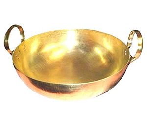 Decorative and Functional Brass Kadai with Iron Handles Handmade Brass Cooking Vessel for Indian Kitchen and Hospitality - Product Image 1