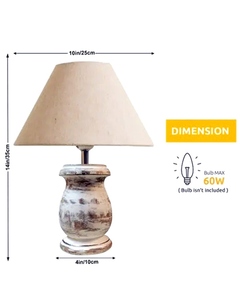 Rustic whitewash wood <b>table</b> lamp jute dome shade vintage <b>bedside</b> night light for small space kids room dormitory wholesale OEM - Product Image 5