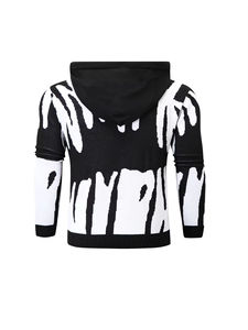 Sweat-shirt à capuche tricoté pour homme 100% coton uni décontracté noir blanc coupe classique respirant pour l'automne - Product Image 2