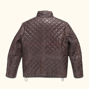 Chaquetas Bomber Acolchadas de Cuero Marrón para Hombre, Cuello Alto, Cierre de Botones, Chaquetas de Motero Casuales de Moda de Invierno, Personalizadas OEM al por Mayor - Product Image 2