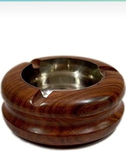 Cendrier sans fumée en aluminium, carré, style américain, portable, cadeau, plateau en bois de sheesham, insert en verre transparent moderne - Product Image 2
