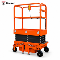 Plateforme élévatrice à ciseaux électrique mini 300 kg, hauteur de plateforme 3-4,8 m, plateforme de travail aérien compacte pour l'entretien en intérieur