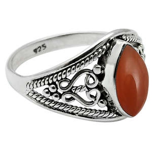 แหวนพลอยคาร์เนเลียนสไตล์เรโทรขายดีที่สุด ทำจากเงินแท้ 925 เครื่องประดับแฟชั่นสำหรับทุกเพศ เหมาะสำหรับงานปาร์ตี้หรือเป็นของขวัญให้ใครสักคน - Product Image 1