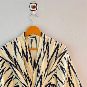 Traditional Pure Cotton Summer <b>Bridal</b> Hippie Kimono Long Crossover Breathable Quick Dry Block Printed Cotton Robe Sleepwear - Product Image 1