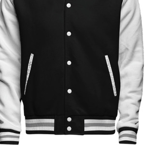 Veste de baseball varsity raglan noire et blanche pour homme, personnalisable, style Letterman, vente en gros - Product Image 5