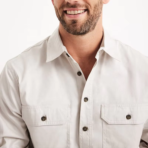 Chemise homme manches longues 100% coton, coupe ample, fermeture demi-boutonnée, indice UPF 50+, légère, pour l'été, idéale pour le travail. - Product Image 3