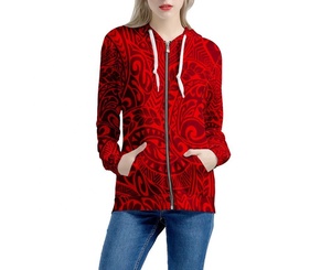 Sudadera con capucha de invierno con cremallera completa impresa personalizada, Sudadera con capucha de sublimación de gran tamaño de algodón de calidad para mujer, chaqueta informal con capucha y cremallera - Product Image 6