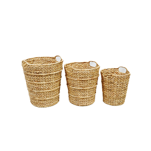 Juego de 3 Cestas Redondas Altas de Jacinto de Agua Tejido Artex Dong Thap - Product Image 6