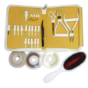 Kit d'extensions capillaires micro-anneaux en acier inoxydable revêtu de titane, très demandé, avec pinces professionnelles, clips, perles et outil à boucles - Product Image 4
