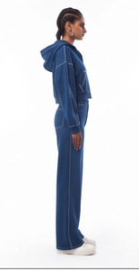 Ensemble de survêtement en molleton vintage pour femmes, à capuche, coupe courte, deux pièces, respirant, écologique, surdimensionné - Product Image 5