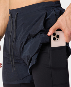 Pantalones Cortos Deportivos de Secado Rápido para Hombre, Color Sólido, de Calidad Premium, con Bolsillos, Cintura con Cordón, Largo Medio, Tejido de Poliéster, Ajuste 2026, en Oferta - Product Image 3
