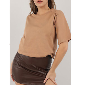 T-shirts pour femmes écologiques, respirants, à manches courtes, unis, décontractés pour l'extérieur, en coton/polyester, pour la course à pied et la gym - Product Image 5