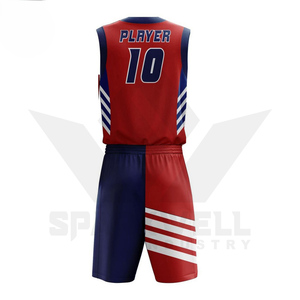 Conjunto de Uniforme de Baloncesto Sublimado Personalizado, Rojo, Azul y Blanco, Cuello en V, Sin Mangas, Absorbe la Humedad, Ropa Deportiva Unisex para Adultos, Diseño 3D Frontal - Product Image 2