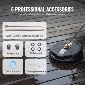 Accessorio Universale per Pulizia Superfici da 15 Pollici per Idropulitrici ad Alta Pressione 4000 Max PSI, 2 Prolunghe, Attacco da 1/4 di Pollice - Product Image 6