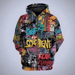 เสื้อฮู้ดพิมพ์ลายทั้งตัว ปักลายกราฟิกเต็มตัว ผ้าฟลีซ สำหรับฤดูหนาว พร้อมบริการ OEM ODM ปรับแต่งได้ - Product Image 1