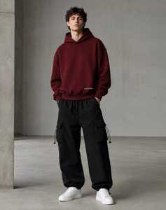 ONETEN APPARELS Sudadera con Capucha Extra Grande para Hombre, Tejido de Algodón, Felpa Francesa, Antiencogimiento, Color Borgoña - Product Image 6