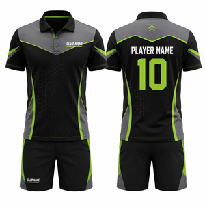 Conjunto Deportivo de Golf para Mujer MEGAMAPLE, Camiseta Polo y Pantalones Cortos, Color Negro y Verde, Secado Rápido, Cintura Elástica, Cuello Polo, Sublimación - Product Image 1
